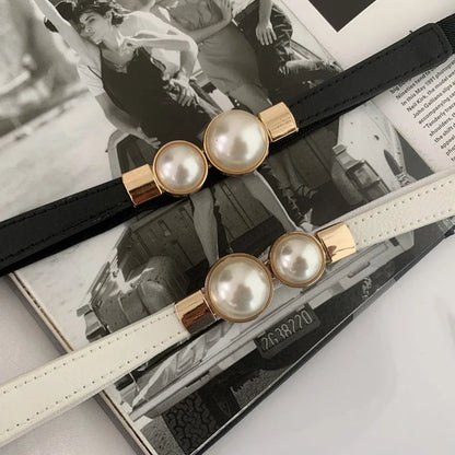 Double pearl buckle belt