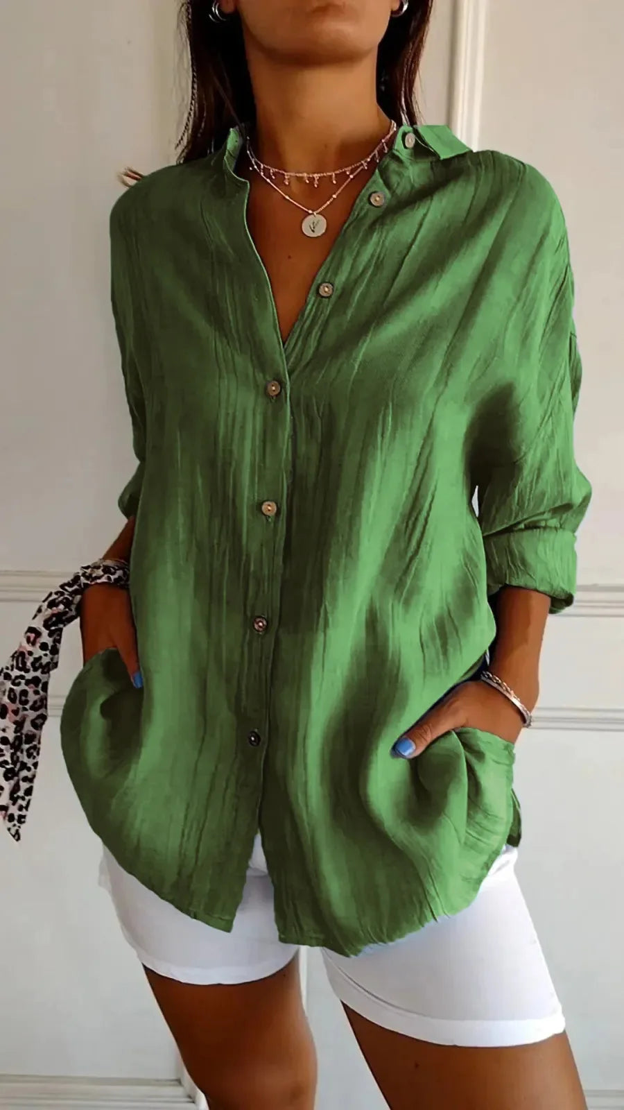 Women Solid Color Street Shirt