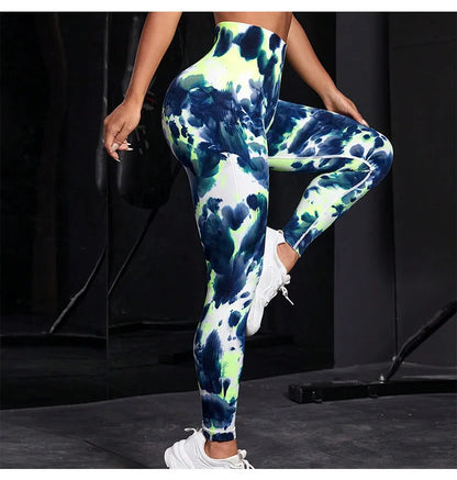 Seamless Tie-Dye Peach Leggings