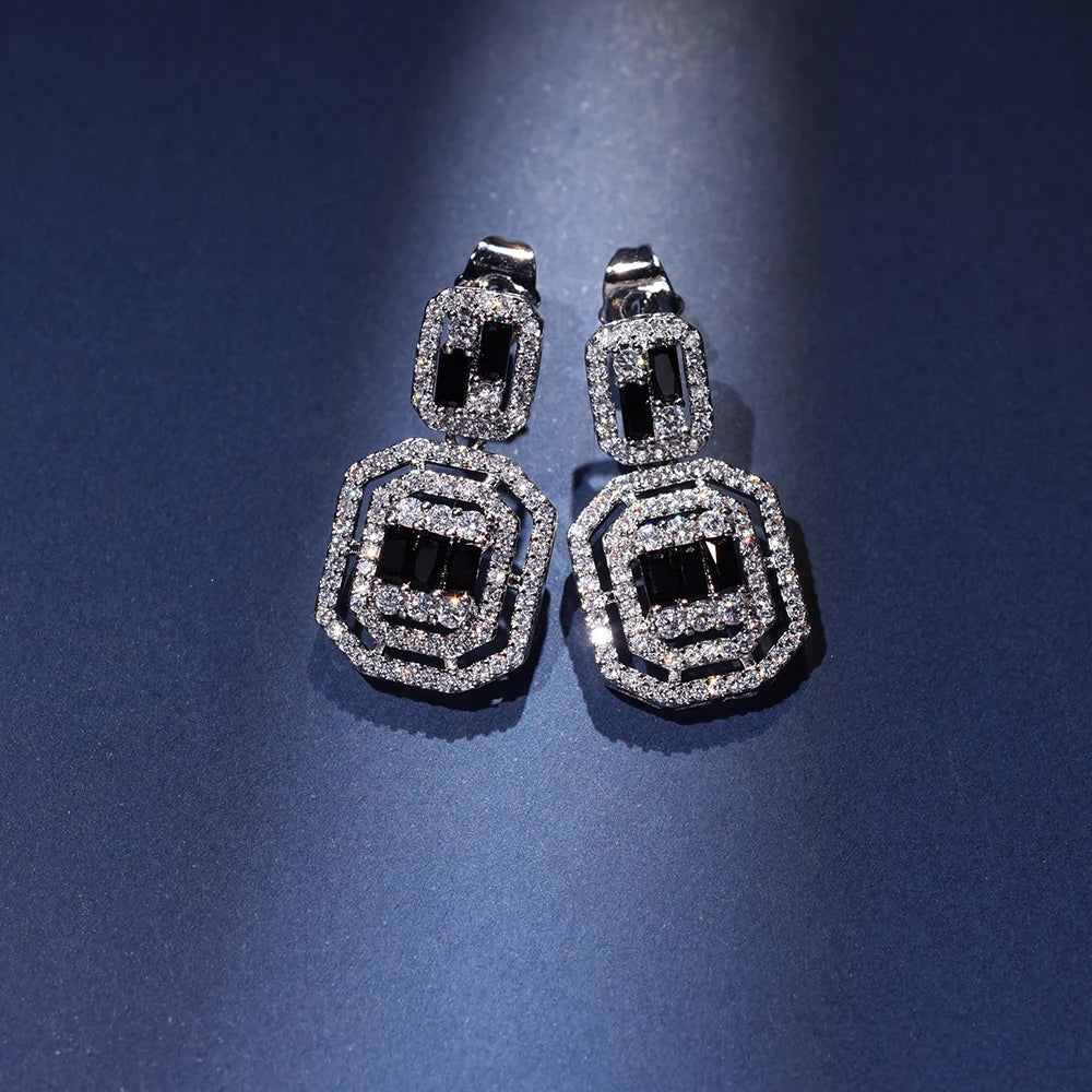 Full Zircon Drop Earrings
