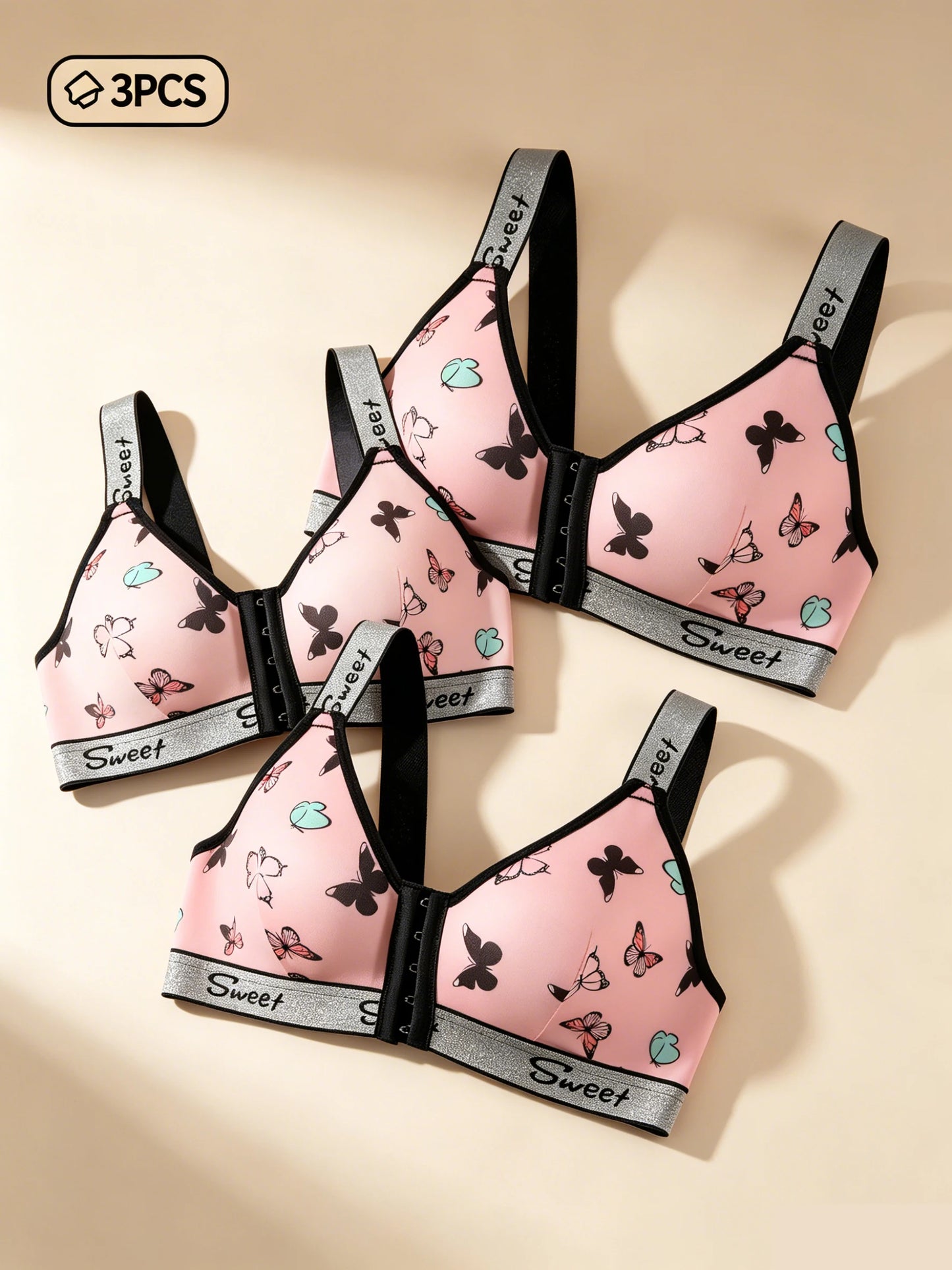 Front-Closure Multi-Color Bra Set