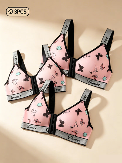 Front-Closure Multi-Color Bra Set