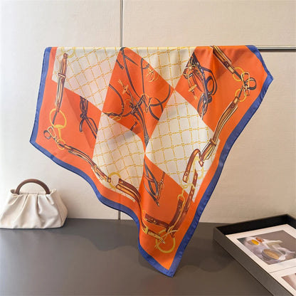 Chain Print Square Silk Scarf