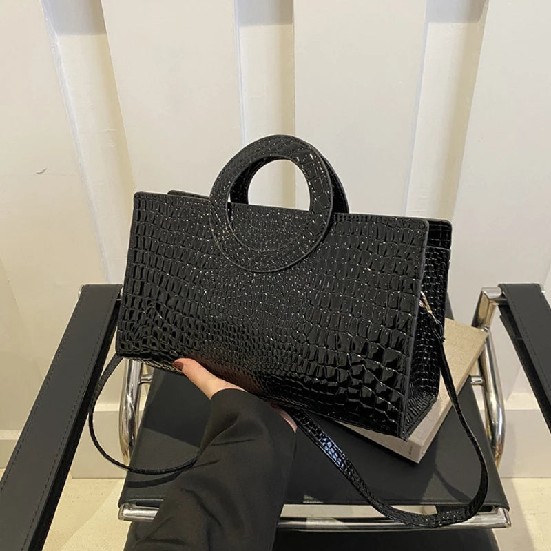 Crocodile Print Green Satchel