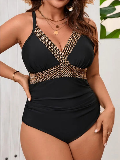 L-5XL Plus Size High Waist Push Up Swimsuit
