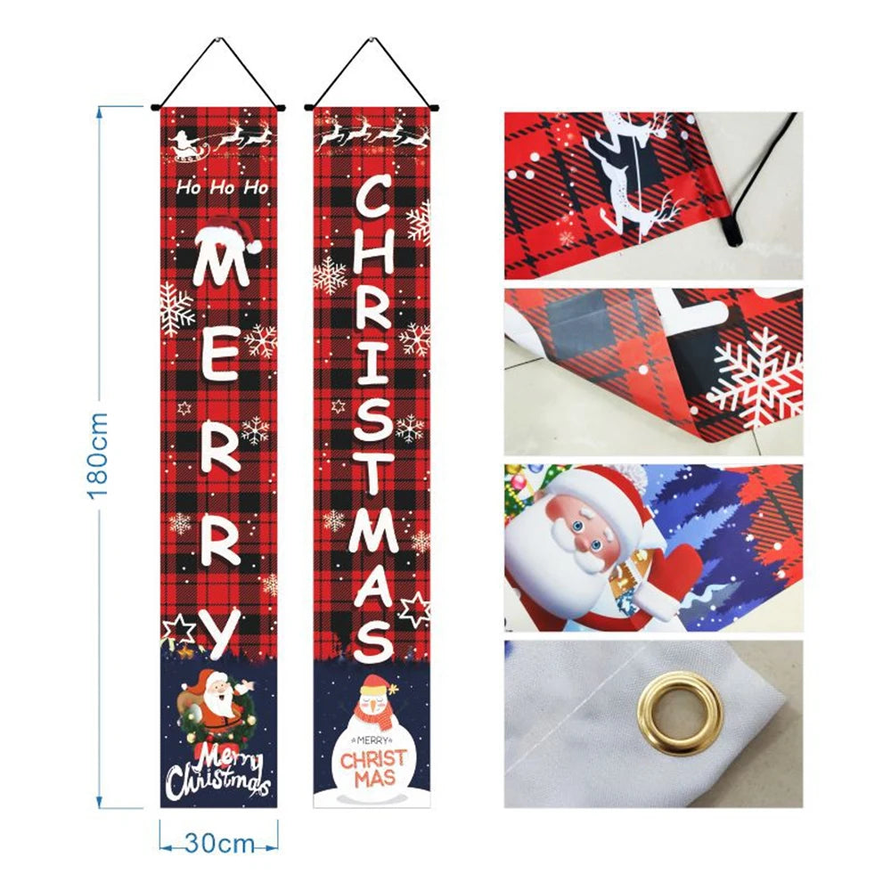 Christmas Hanging Door Banner Snowman Santa Decoration