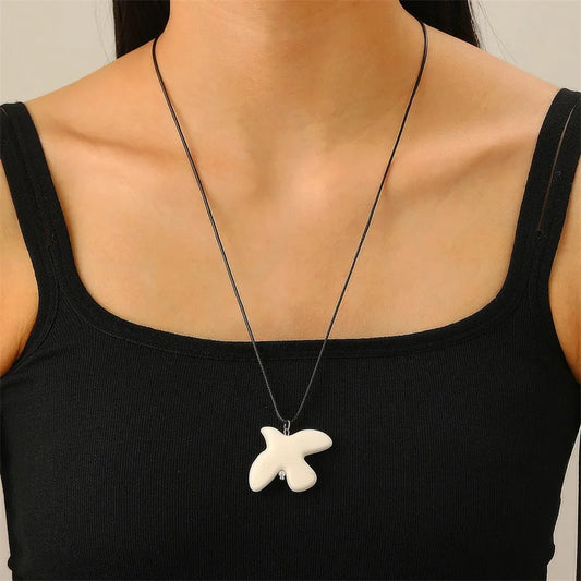 Ceramic Dove Hoop Necklace