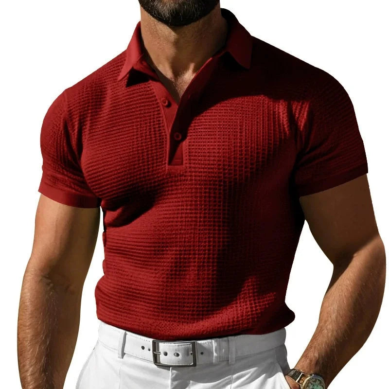 Solid Button Casual Polo