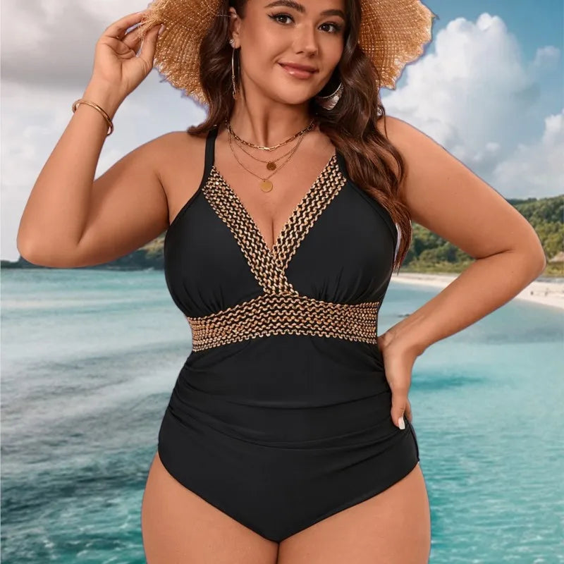 L-5XL Plus Size High Waist Push Up Swimsuit