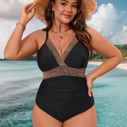 L-5XL Plus Size High Waist Push Up Swimsuit