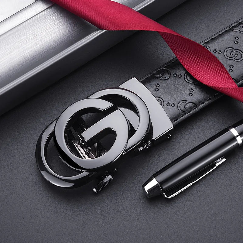 Cowskin Business Belt Automatic Buckle