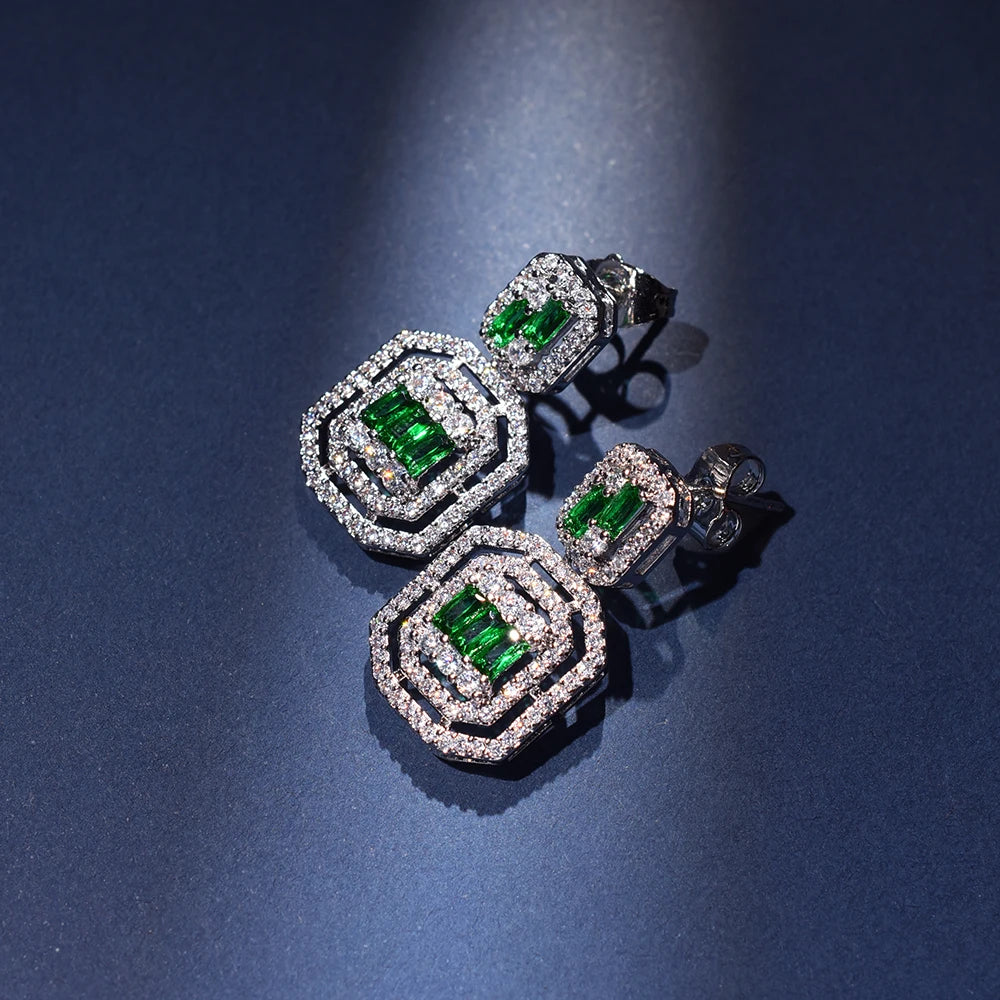 Full Zircon Drop Earrings
