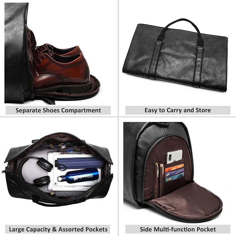 Foldable PU Leather Garment Bag