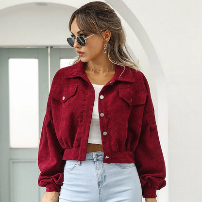 Lantern Sleeve Corduroy Jacket