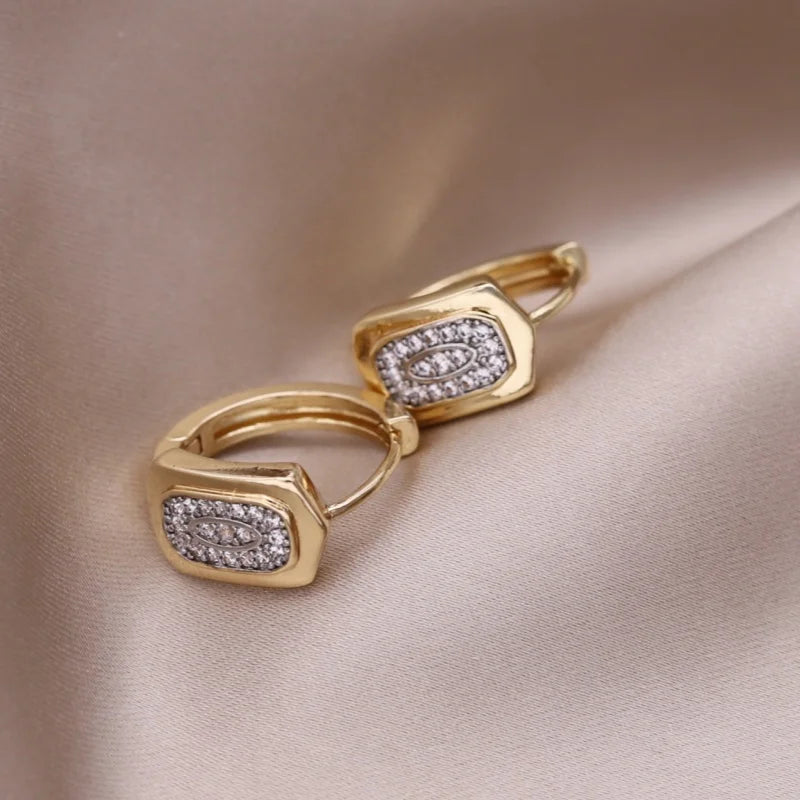 Two-Tone Zircon Ball Hoop Earrings