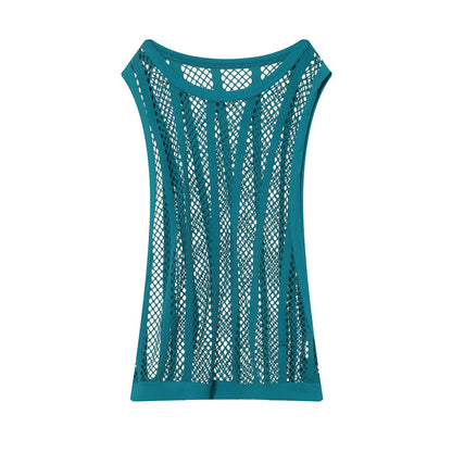 Mesh Fishnet Sleeveless Tank Top