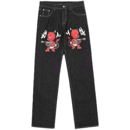 Embroidery Cargo Jeans