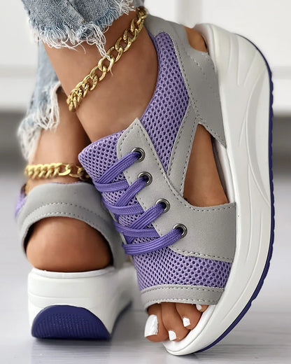 Lace-Up Wedge Sandals