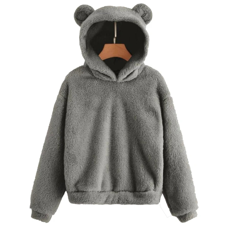 Bear Ear Fluffy Pullover Hoodie