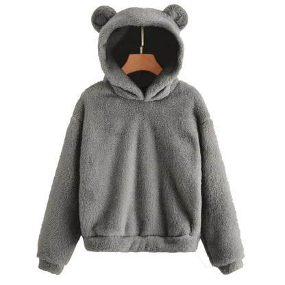 Bear Ear Fluffy Pullover Hoodie