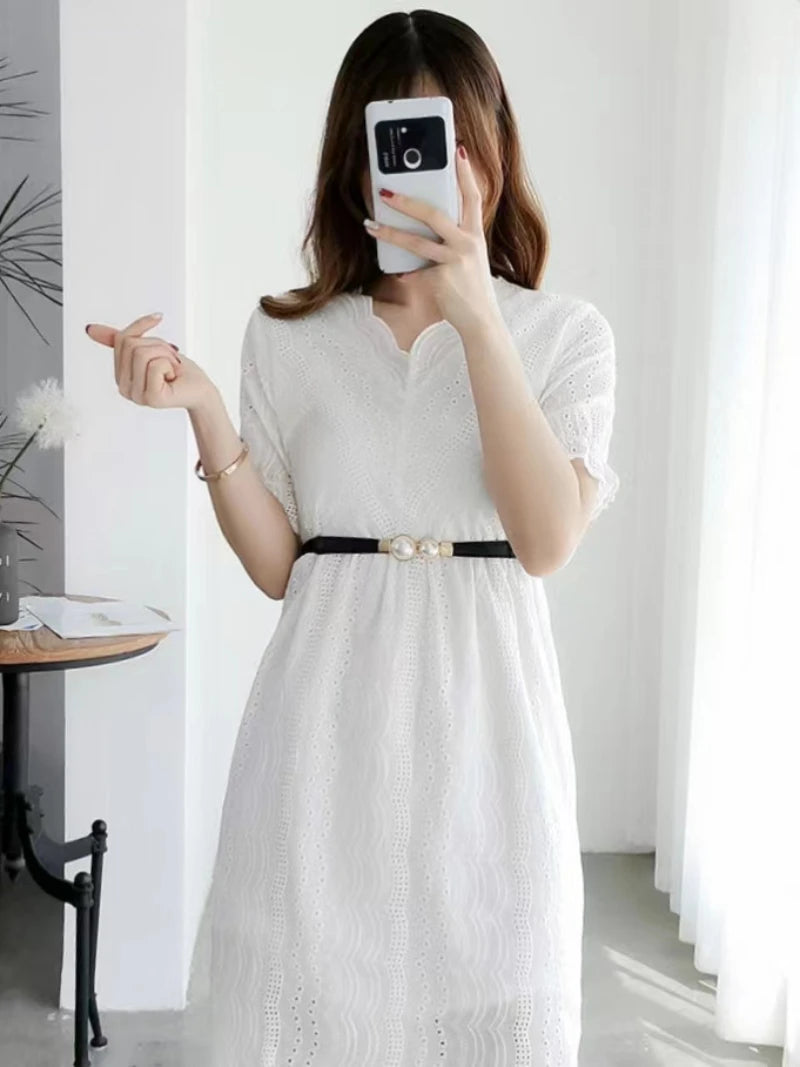 Double pearl buckle belt