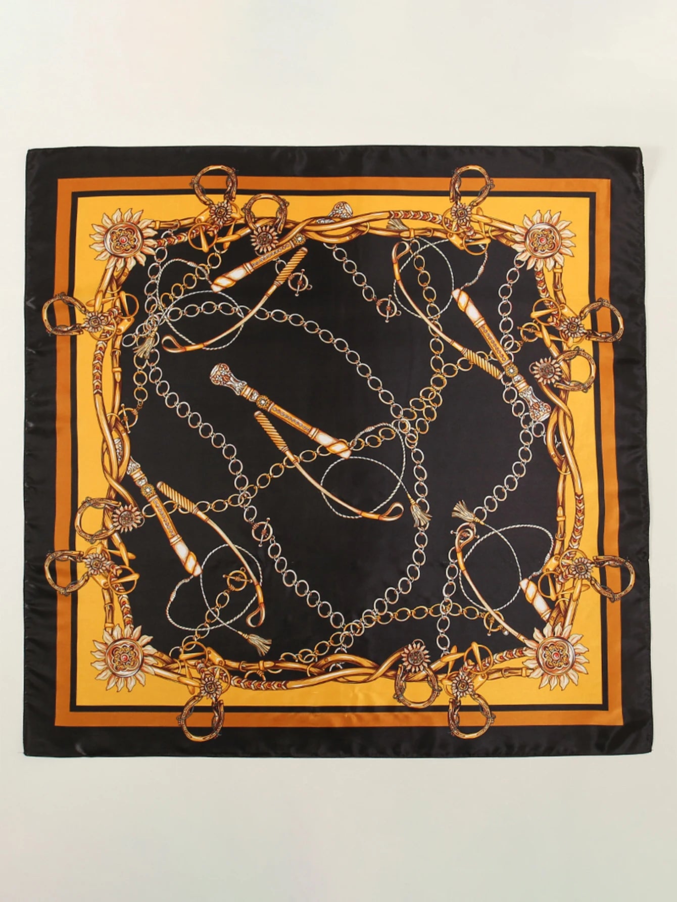 Paisley Print Satin Square Scarf