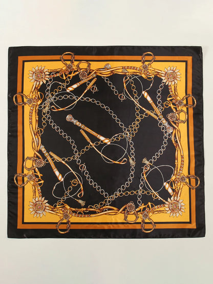 Paisley Print Satin Square Scarf