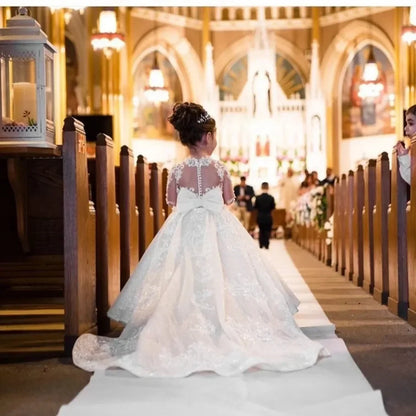 Princess White Flower Girl Dress