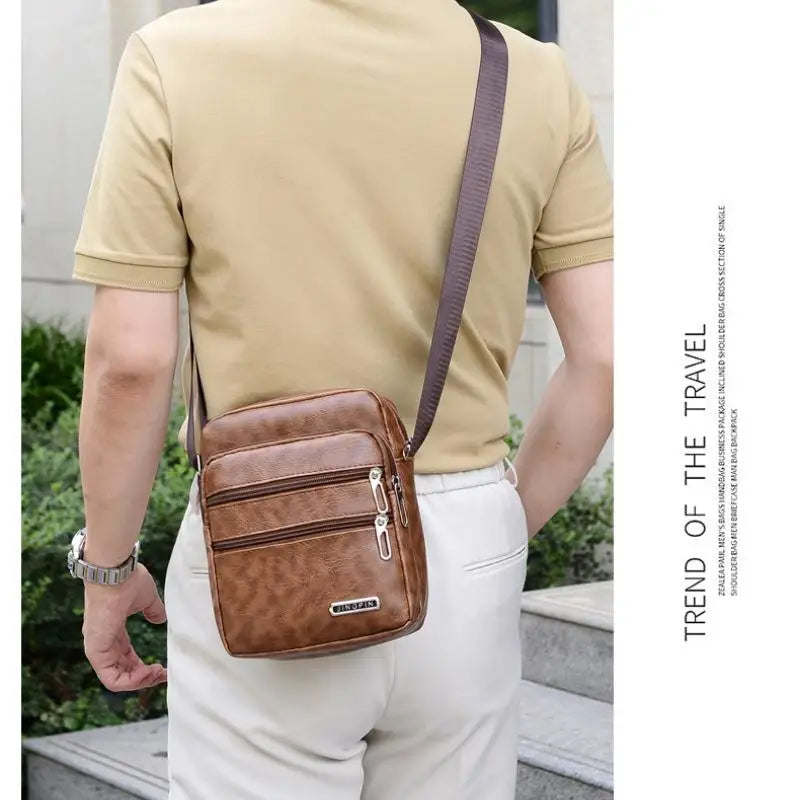 Multi-Layer PU Leather Messenger Bag