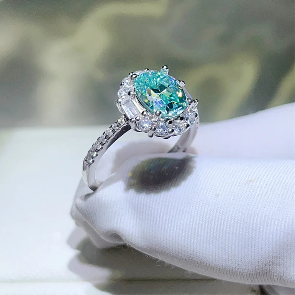 Paraiba Moissanite Band Ring