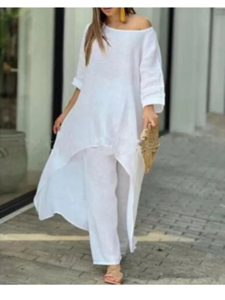 Women's Solid Casual Two Piece