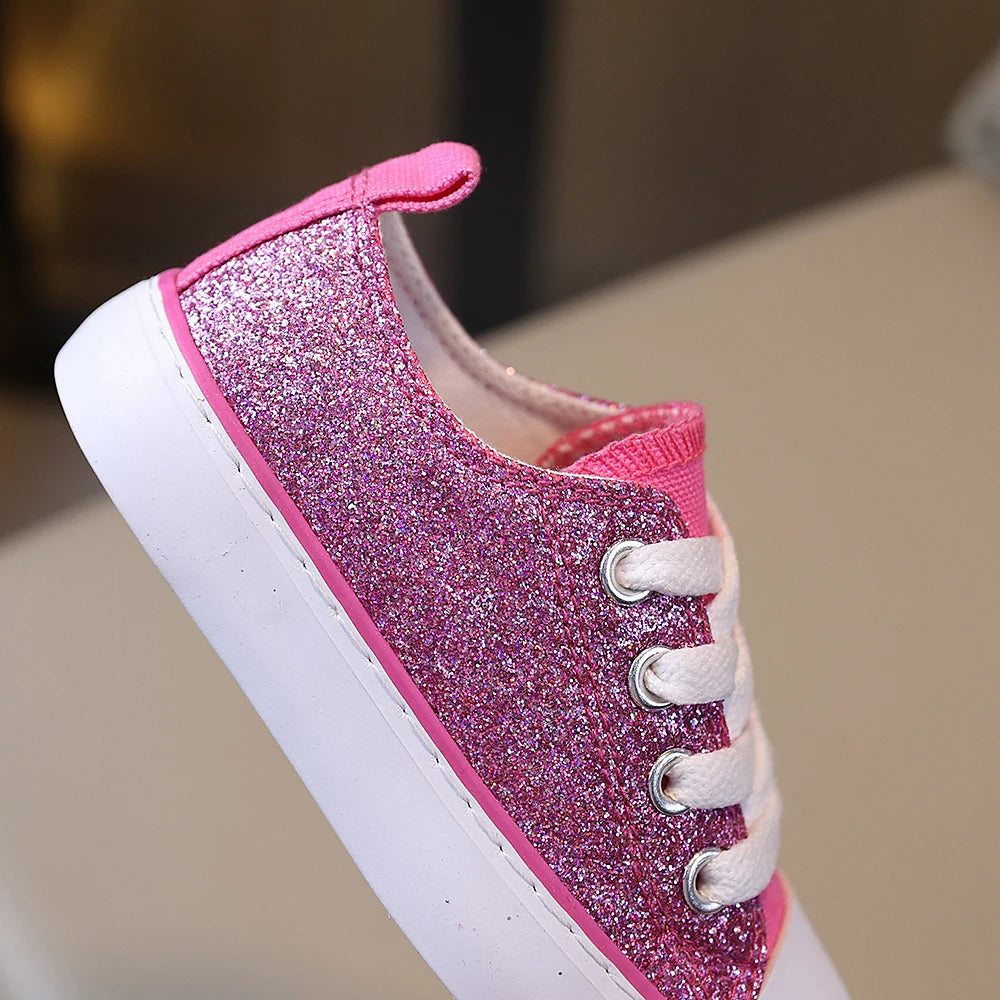 Pink Glitter Low-Top Canvas Shoes