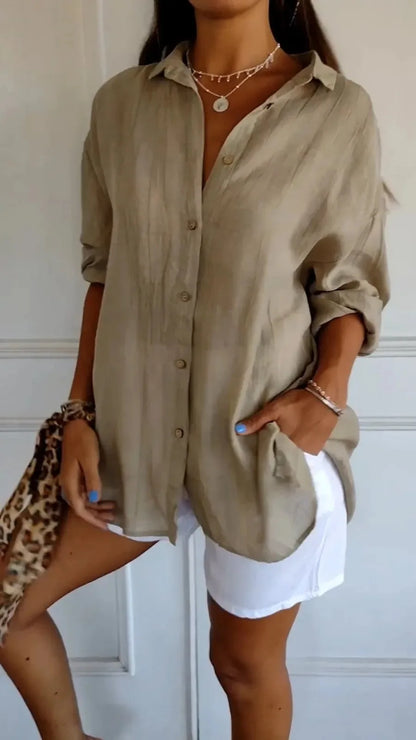 Women Solid Color Street Shirt