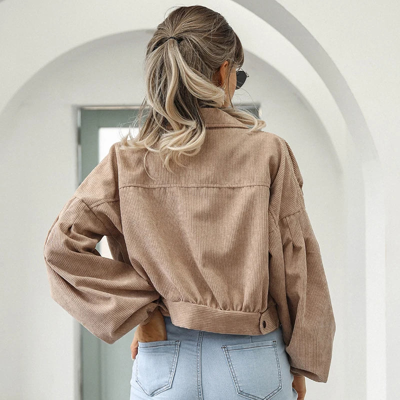 Lantern Sleeve Corduroy Jacket