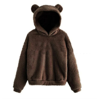 Bear Ear Fluffy Pullover Hoodie