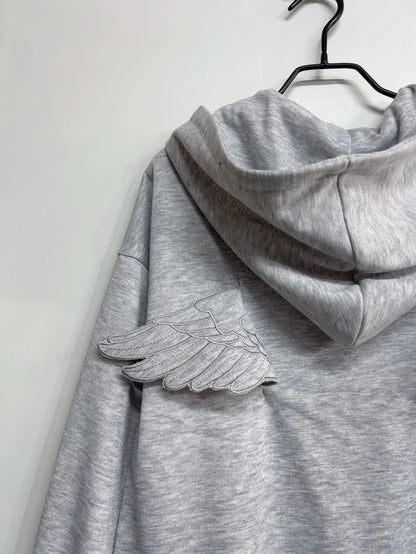 Angel Wing Embroidered Zip Hoodie