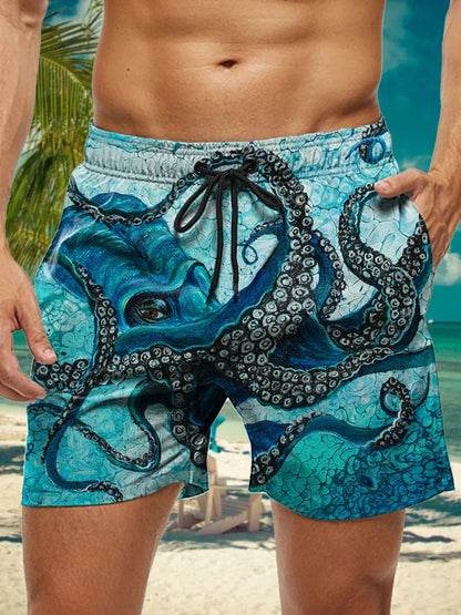 3D Floral Print Swim Trunks