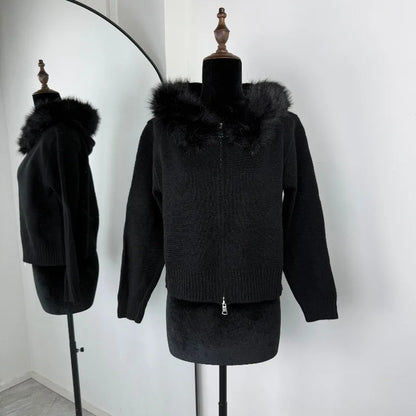 Knit Zip Cardigan Hoodie