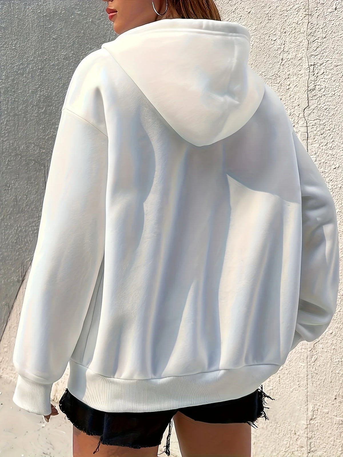 Brown Zip-Up Print Hoodie