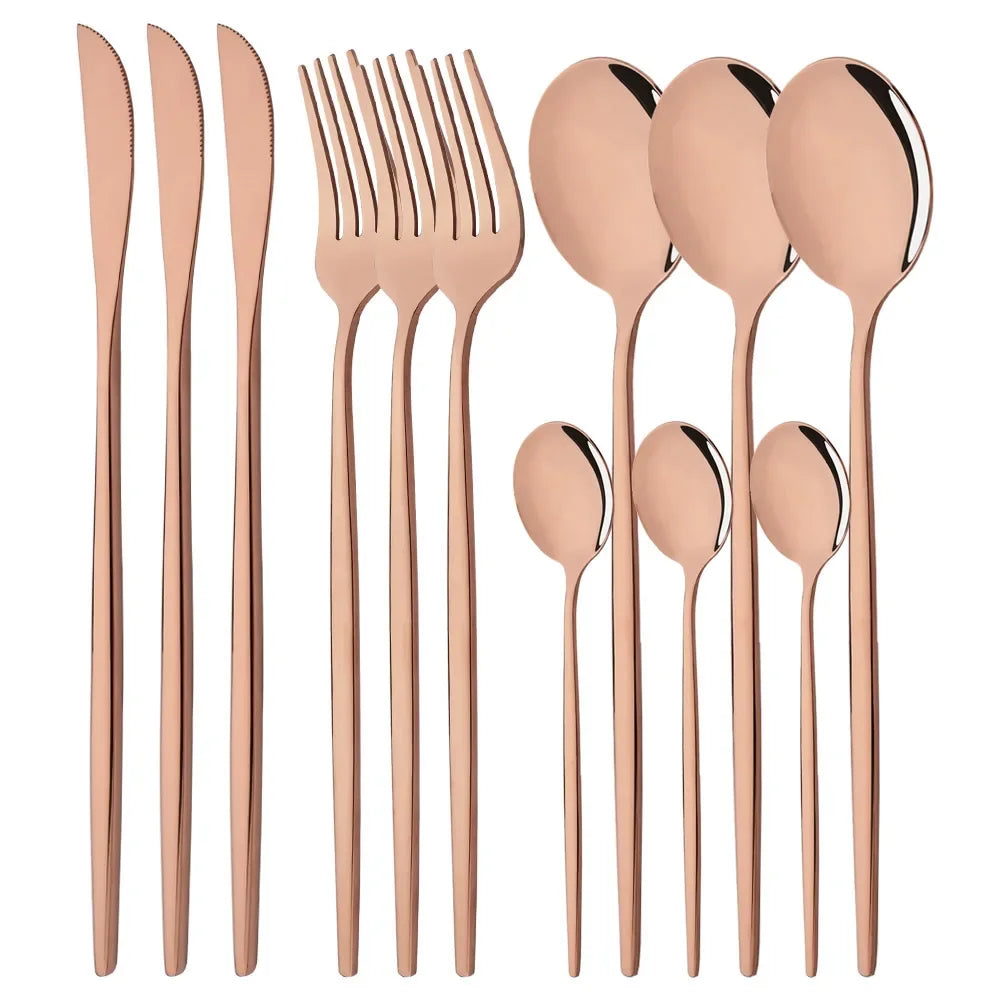 Metal Dinnerware Set Rose Gold