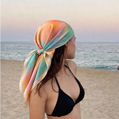 Silk Print Cat Headscarf