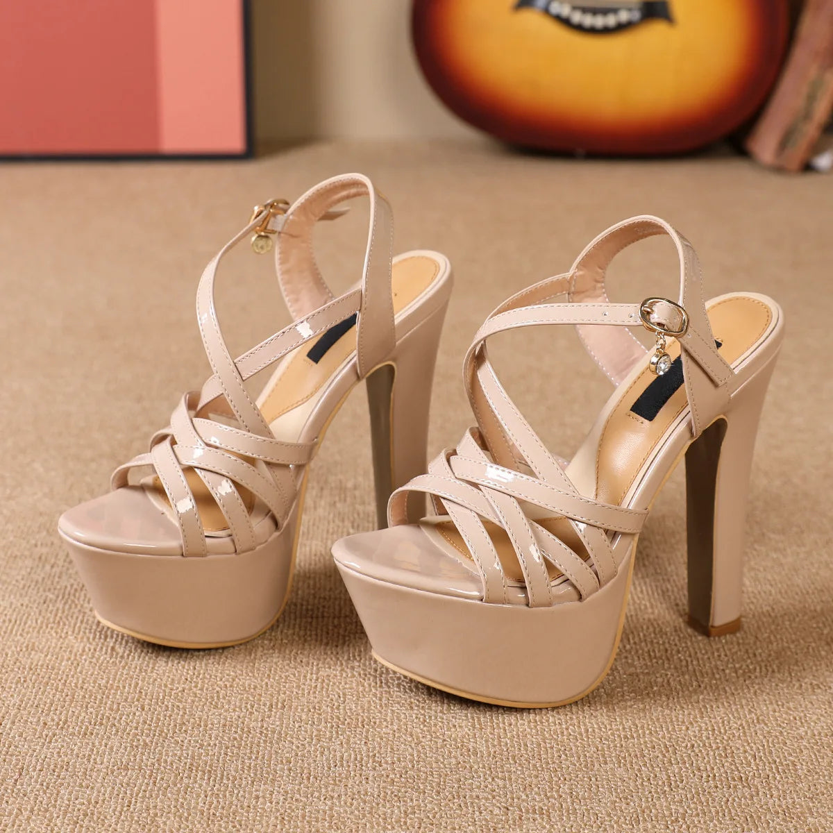 Cross-Strap Platform High Heels