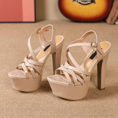Cross-Strap Platform High Heels