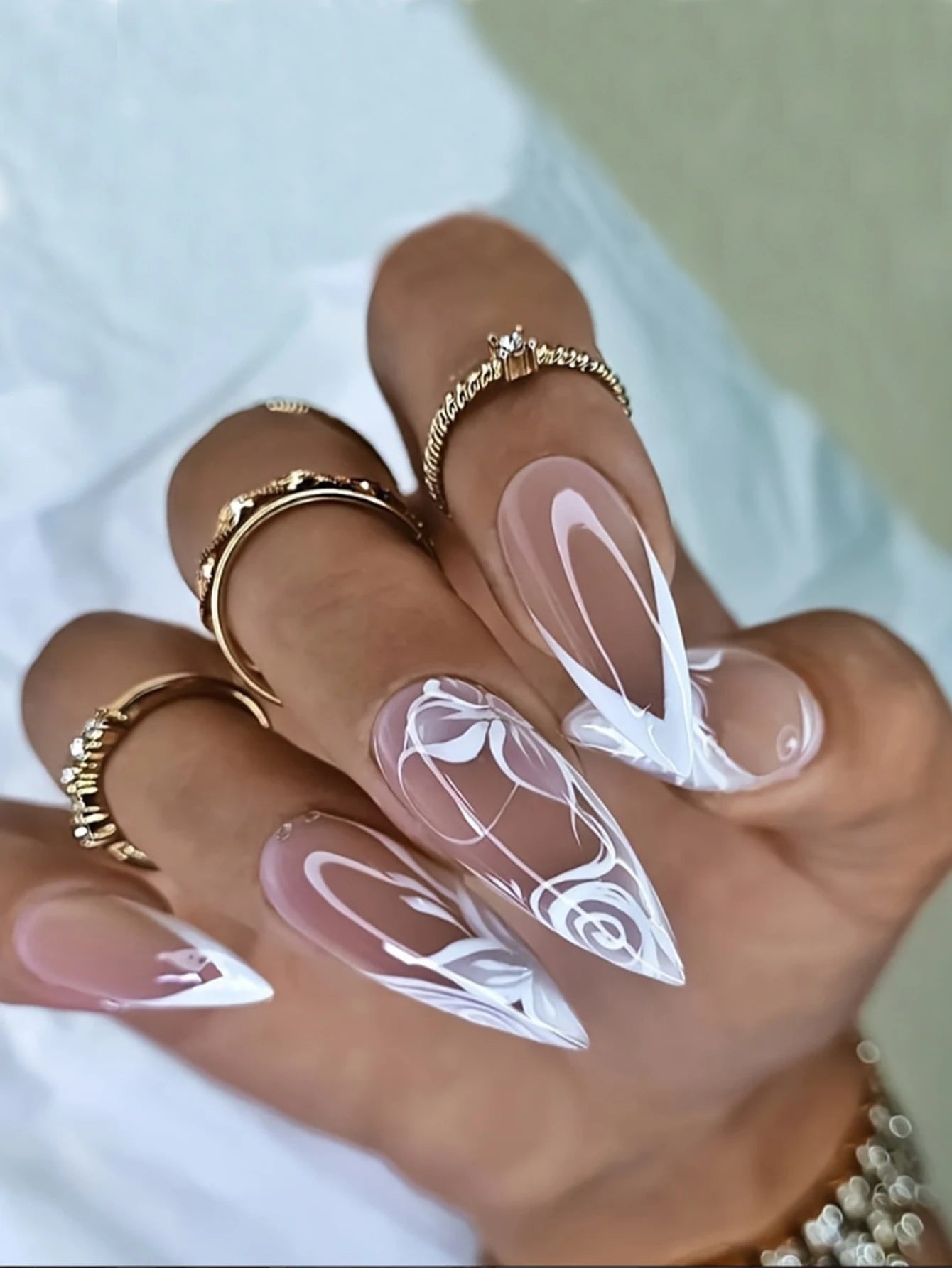 Handmade 3D Almond Press-On Nails