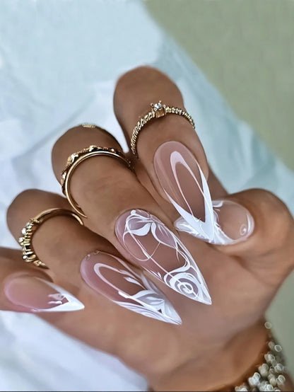 Handmade 3D Almond Press-On Nails