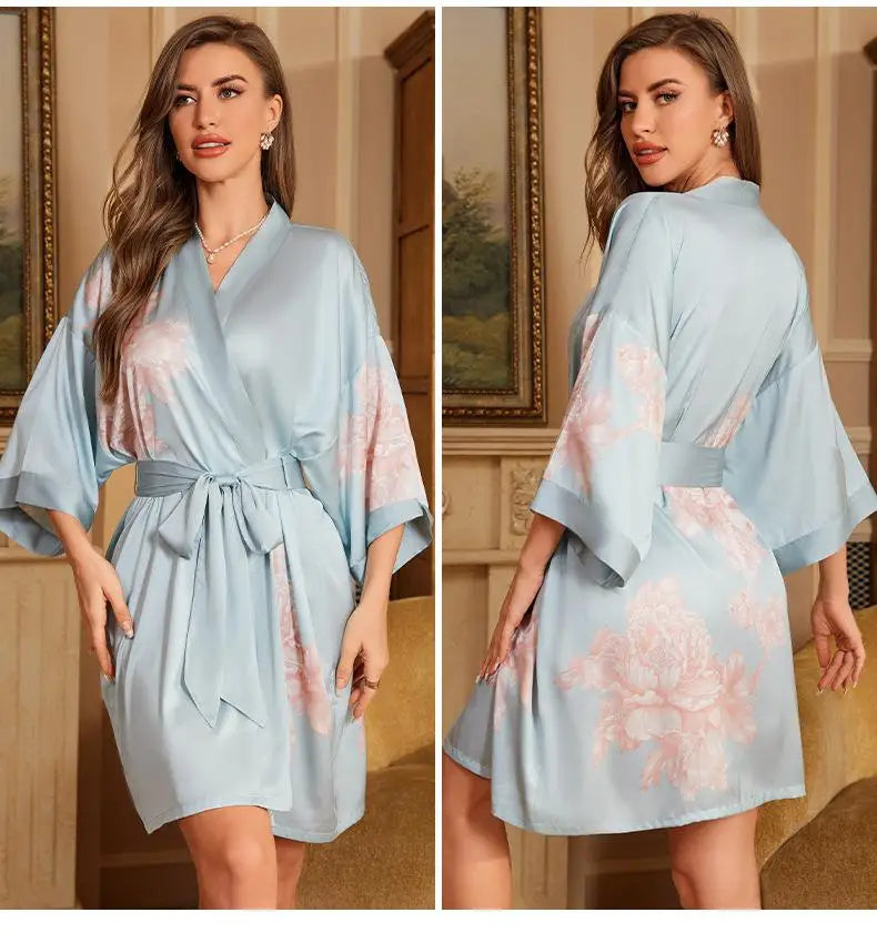 Printed Satin Lounge Robe