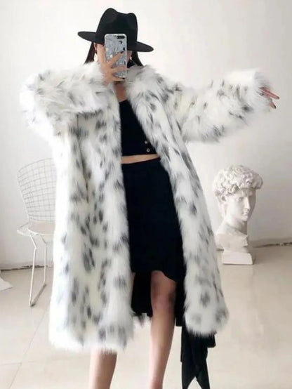Long Leopard Faux Fur Coat