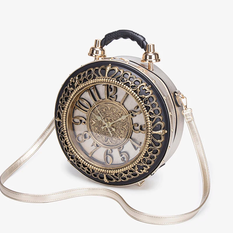 Circular Hollow-Out Clock Bag