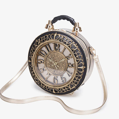 Circular Hollow-Out Clock Bag