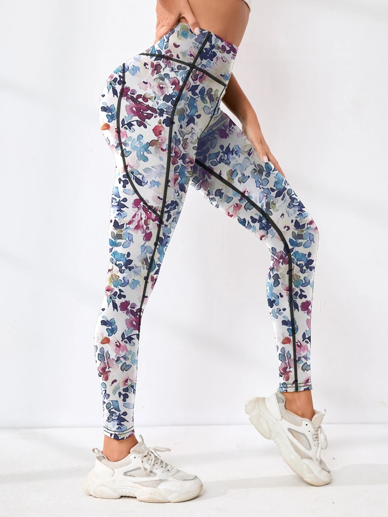 Printed Pocket Tummy-Control Pants